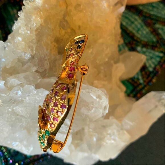 Bejeweled Circus Elephant on hind legs, in Gold-plated Silver, Mint - Picture 4 of 4